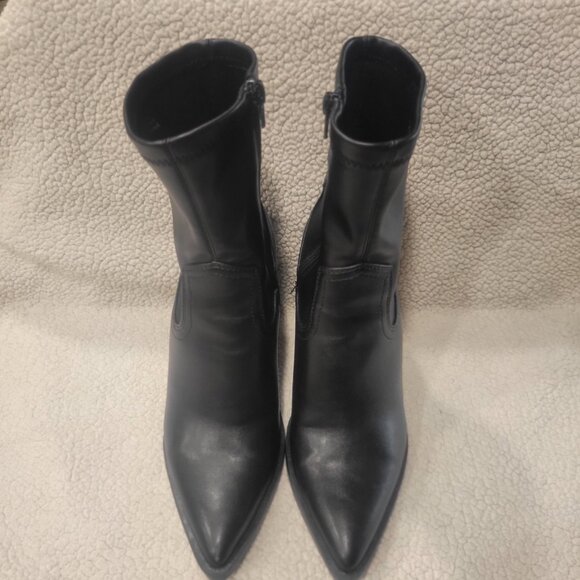 Forever 21 Sleek Black Pointed Toe Chunky Heeled Boots - Size 7 - Picture 3 of 12